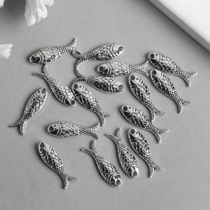 Декор металл для творчества "Рыбка" серебро 7815 2,4х0,6 см