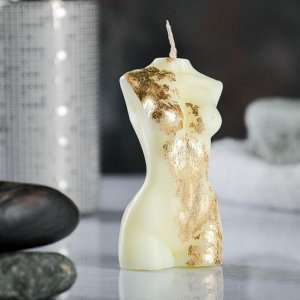 Фигурная свеча "Женское тело №1" молочная  с поталью 9см