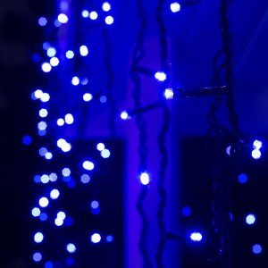 Гирлянда «Бахрома» 3 ? 0.9 м, IP44, УМС, тёмная нить, 232 LED, свечение синее, 220 В