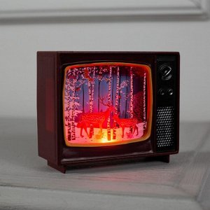Светодиодная фигура «Телевизор с оленями» 10 x 8 x 4 см, пластик, батарейки CR2032х2, свечение мульти (RGB)