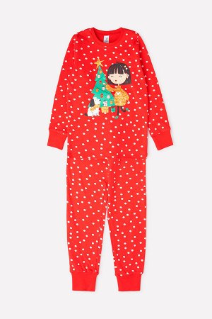 Пижама(Осень-Зима)+girls (насыщенно-красный, зимний снег)