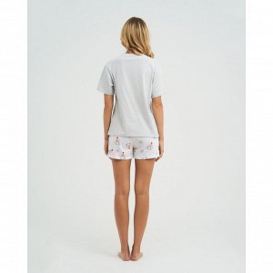 Пижама новогодняя женская (футболка и шорты) KAFTAN &quot;Deers&quot;, цвет белый/серый, размер 48-50