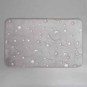 Коврик Доляна «Светящиеся звёзды», 50x80 см, цвет серый, рисунок МИКС