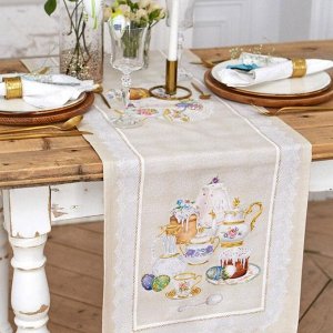 Дорожка на стол «Пасхальные куличи», 40x146 см, 100% хлопок, саржа 190 г/м²