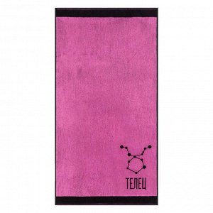 Полотенце махровое Этель "Знаки зодиака: Телец" розовый, 67х130 см, 420 гр/м2, 100% хлопок