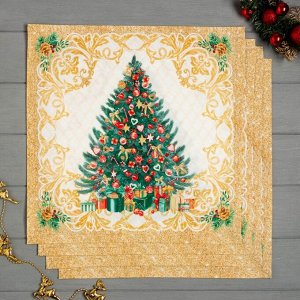 Набор сервировочных салфеток &quot;Этель&quot; Golden Christmas 40х40см 4 шт, 100% хл, саржа 190 гр/м2