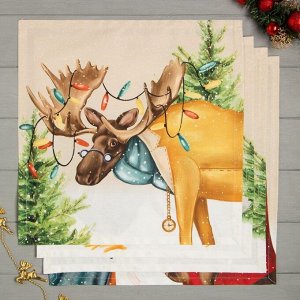 Набор новогодних салфеток &quot;Этель&quot; «Noble Christmas», 40х40см - 4 шт, хлопок, саржа