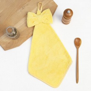 Кухонное полотенце Доляна "Бантик"цв.желтый 28х40 см, микрофибра, 100% п/э