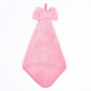 Кухонное полотенце Доляна "Бантик"цв.розовый 28х40 см, микрофибра, 100% п/э
