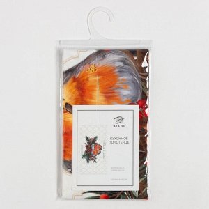 Полотенце Этель Winter robin 40x73 см, 100% хлопок, саржа 190 г/м²