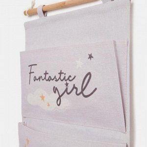 Кармашек текстильный  Этель "Fantastic girl", 3 отделения, 34*63,5 см