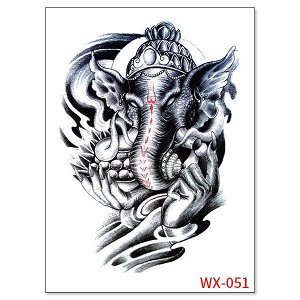 TTWX-051 Временная татуировка Ганеша, 21х15см