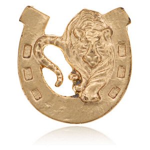 SR-K-30133 Кошельковый сувенир Тигр с подковой, цвет золотой
