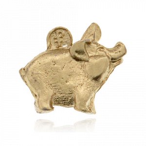 SR-K-30043 Кошельковый сувенир Свинья с монетой, цвет золотой