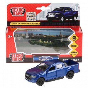 Технопарк. Модель "Ford Ranger. Пикап" арт.SB-18-09-FR-N(BU) 12 см, дв., багаж., инерц. синий,