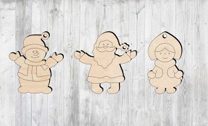 Ёлочные деревянные игрушки набор