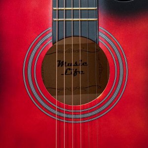 Гитара акустическая, цвет красный, 97см, с вырезом