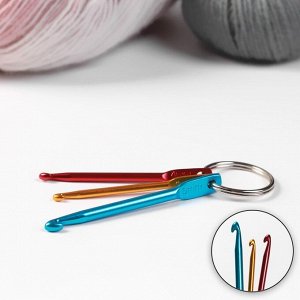Набор крючков для вязания на кольце, d = 3/4/5 мм, цвет разноцветный