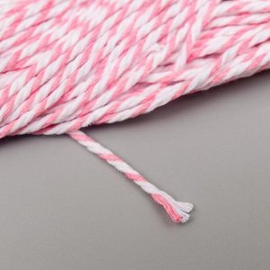 Хлопковый меланжевый шнур "Fabrika Decoru" 5 м, белый с ярко-розовым