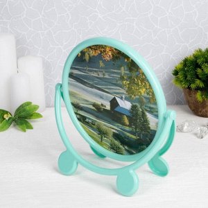 Зеркало настольное «Круг», с рамкой под фотографию, d зеркальной поверхности 17,5 см, цвет МИКС