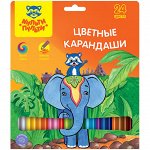 Карандаши цветные Мульти-Пульти &quot;Енот в Индии&quot;, 24цв., заточен., картон, европодвес