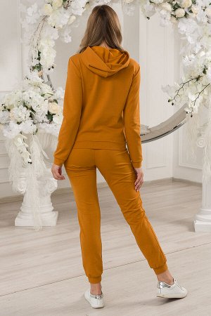 Костюм женский из худи и брюк из футера Кроссфит горчичный
