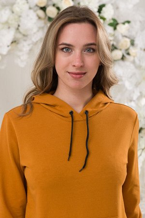 Костюм женский из худи и брюк из футера Кроссфит горчичный