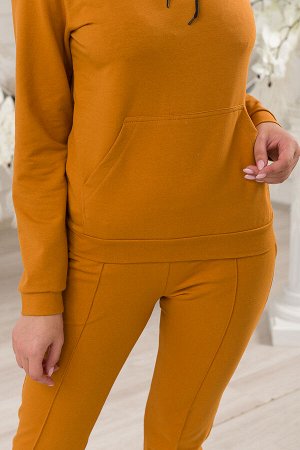 Костюм женский из худи и брюк из футера Кроссфит горчичный