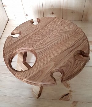 Винный столик из натурального дерева на 4 бокала