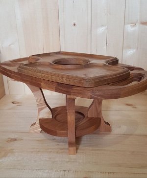 Винный столик из натурального дерева на 2 бокала