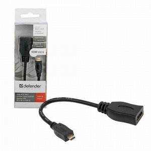 Кабель-переходник HDMI-micro HDMI, 14,5 см, DEFENDER, F-M, для передачи цифрового аудио-видео, 87301