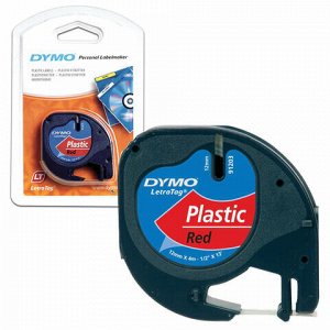 Картридж для принтеров этикеток DYMO LetraTag, 12 мм х 4 м, лента пластиковая, красная, S0721630