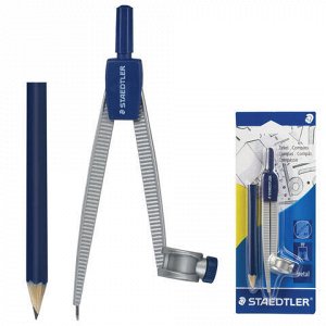 Циркуль STAEDTLER (Штедлер, Германия), 124 мм, металлический, карандаш в комплекте, блистер, 550 55 BK