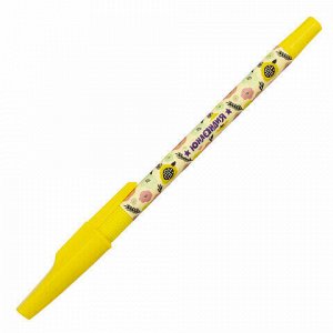 Ручка шариковая ЮНЛАНДИЯ "FLOWERS", синяя, SOFT TOUCH покрытие, узел 0,7 мм, линия письма 0,35 мм, 143732