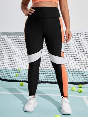 Plus Size Спортивные леггинсы Контрастный Теннис