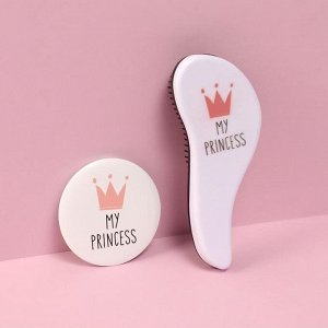 Queen fair Подарочный набор «Сказочная принцесса», 2 предмета: зеркало, массажная расчёска, рисунок МИКС