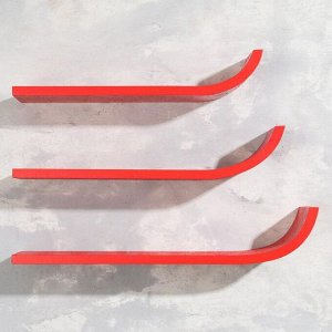 Набор настенных полок "Лыжи" красные 60*15см, толщина 3см .