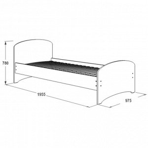 Кровать одинарная №4 с основанием, с/м 900х1900, Анкор светлый
