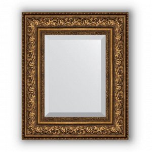 Зеркало с фацетом в багетной раме - виньетка состаренная бронза 109 мм, 50 х 60 см, Evoform