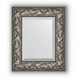Зеркало с фацетом в багетной раме - византия серебро 99 мм, 49 х 59 см, Evoform
