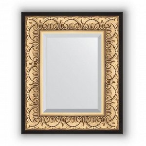 Зеркало с фацетом в багетной раме - барокко золото 106 мм, 50 х 60 см, Evoform