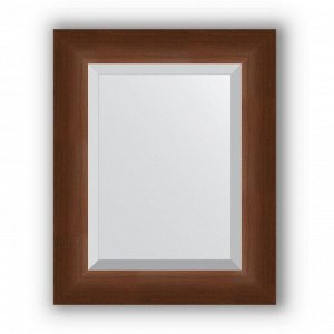 Зеркало с фацетом в багетной раме - орех 65 мм, 42 х 52 см, Evoform