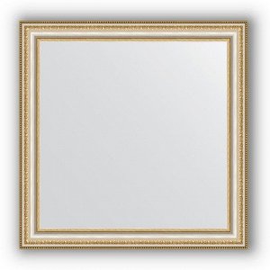 Зеркало в багетной раме - золотые бусы на серебре 60 мм, 65 х 65 см, Evoform