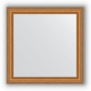Зеркало в багетной раме - золотые бусы на бронзе 60 мм, 65 х 65 см, Evoform