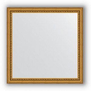 Зеркало в багетной раме - бусы золотые 46 мм, 62 х 62 см, Evoform