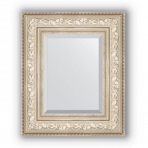 Зеркало с фацетом в багетной раме - виньетка серебро 109 мм, 50 х 60 см, Evoform