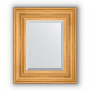 Зеркало с фацетом в багетной раме - травленое золото 99 мм, 49 х 59 см, Evoform