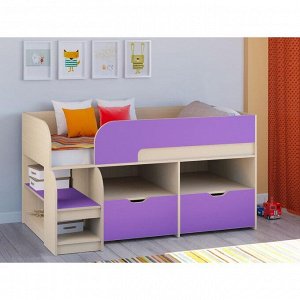 Детская кровать-чердак «Астра 9 V6», цвет дуб молочный/фиолетовый