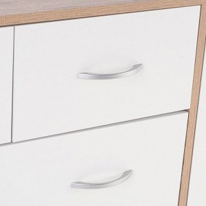 Комод 5 ящиков с дверью, 1100х480х900, Дуб сонома/Белый