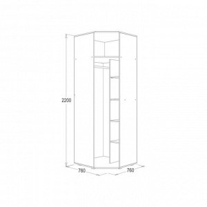 Шкаф угловой Ольга-14, 2200х760х760, Дуб сонома/МДФ